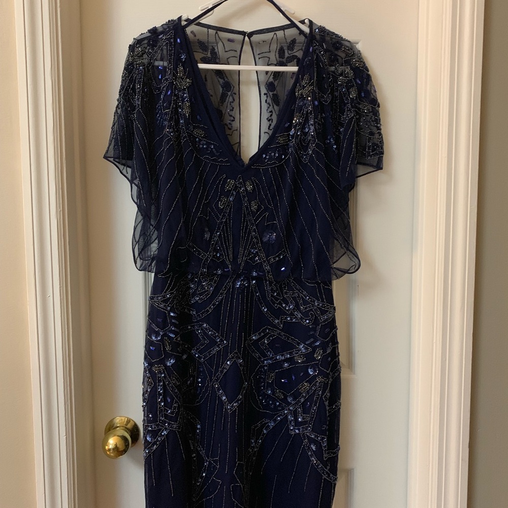 Beaded Royal Blue Dress - Aidan Mattox - Picture 2 of 3